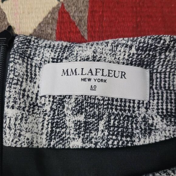 MM Lafleur Etsuko Sheath Dress Sz 10 Crackle Black White Workwear Office Career - Picture 7 of 12